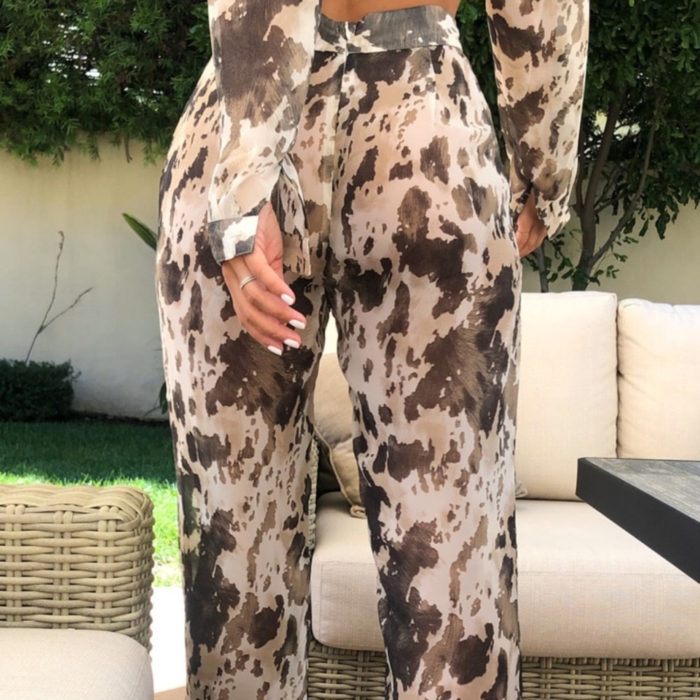 Cow print pants